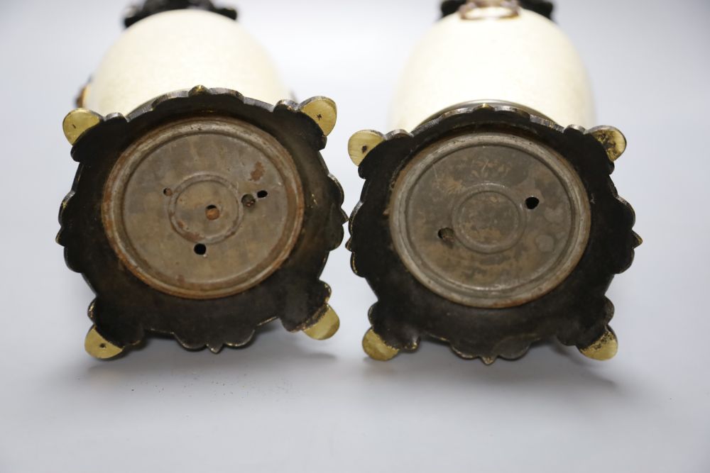 A pair of Chinese crackle vases converted to lamps, height 40cm